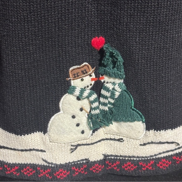 Womens Large Christmas Holiday Cardigan Sweater Karen Scott Vtg Button Up Pocket - Picture 10 of 15